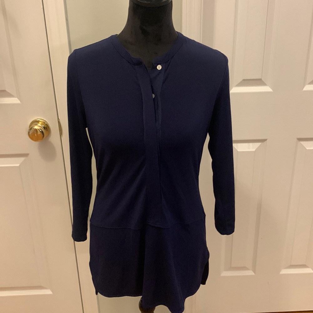 Lauren Ralph Lauren Navy Hidden Button Tunic- Size S